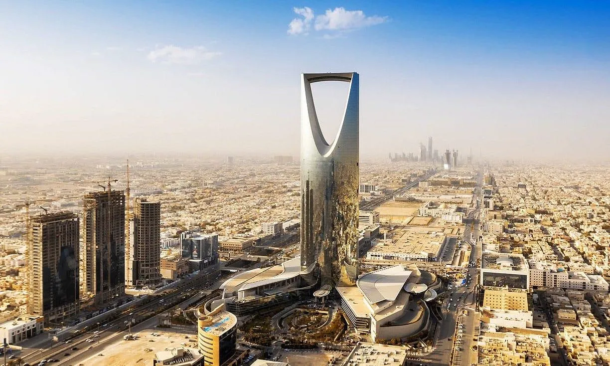 Aerial view of Kingdom Centre tower Riyadh city