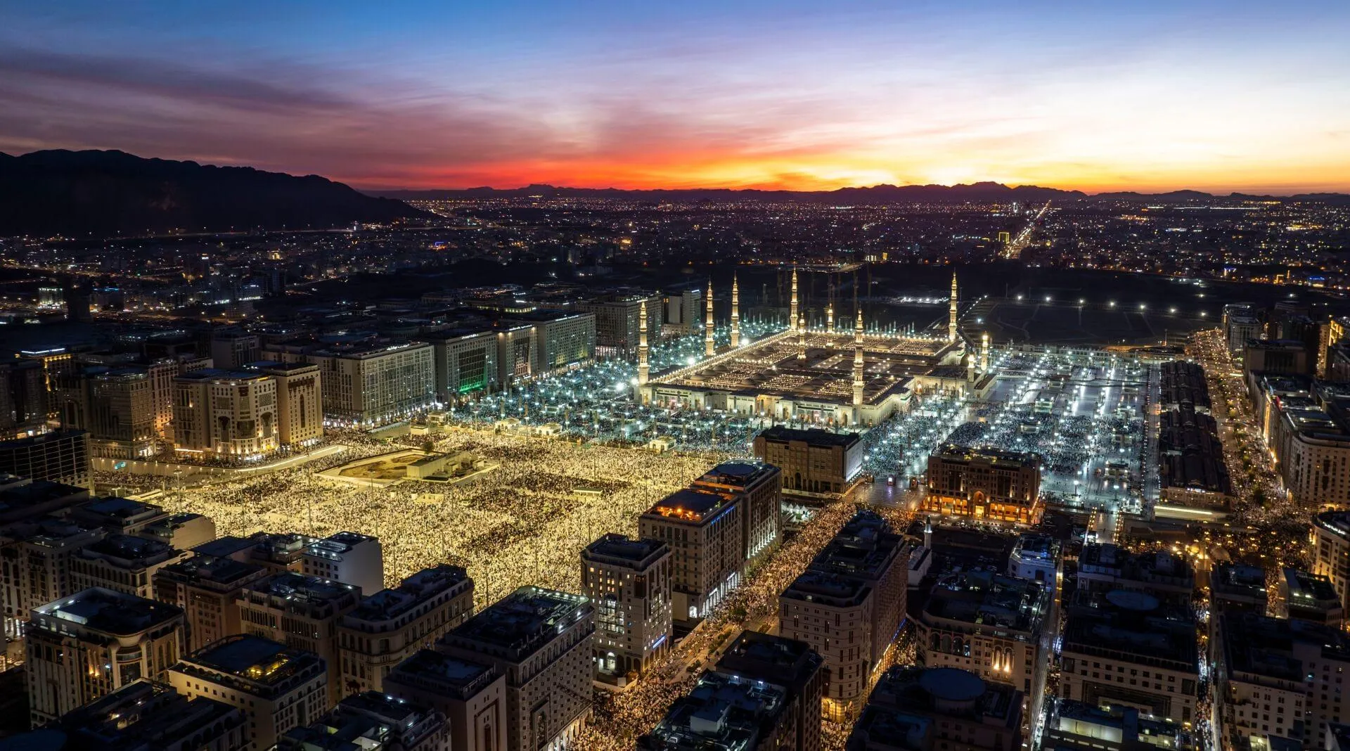 Spectacular aerial view of Medina at sunset