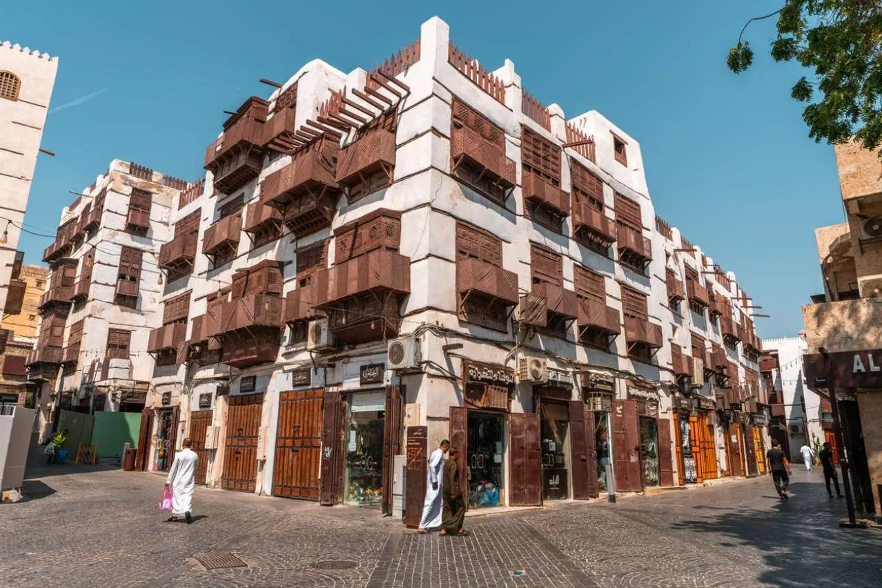 Historic Jeddah Al Balad traditional wooden balconies